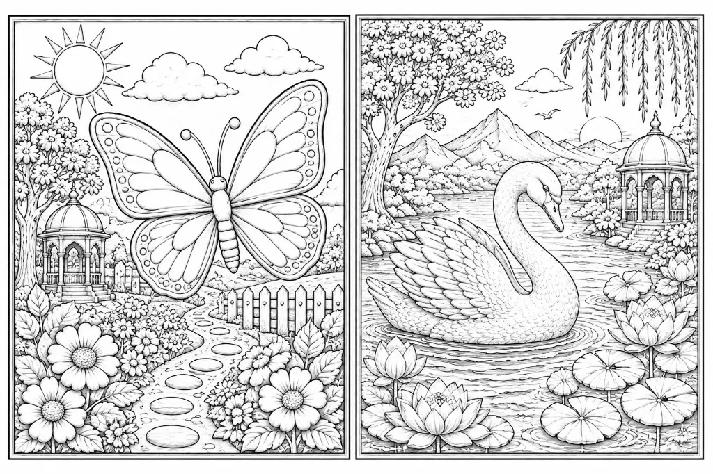 Butterfly and Swan Canva kit White.webp