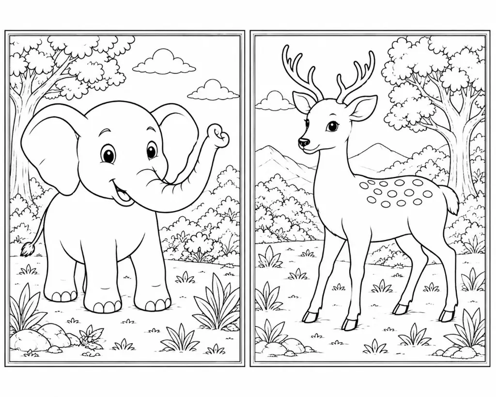 Elephant and Deer kids Canva painting kit.webp