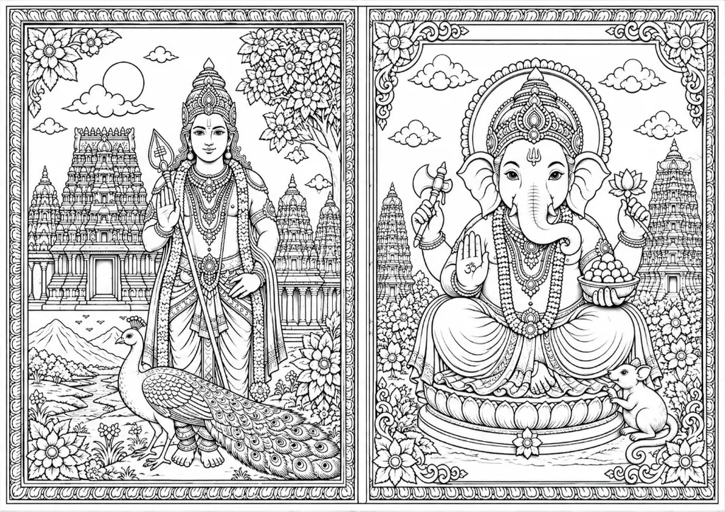 Lord Murugan & Lord Ganesha Traditional Canvas Painting Kit.webp