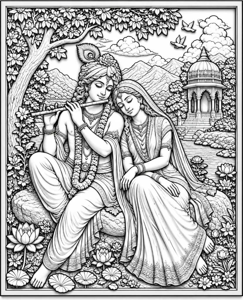 Lord Krishna & Radha Decorative Figurine 3D Painting Set.webp