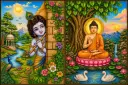 Lord Krishna & Buddha Meditation Scenic Canva kit