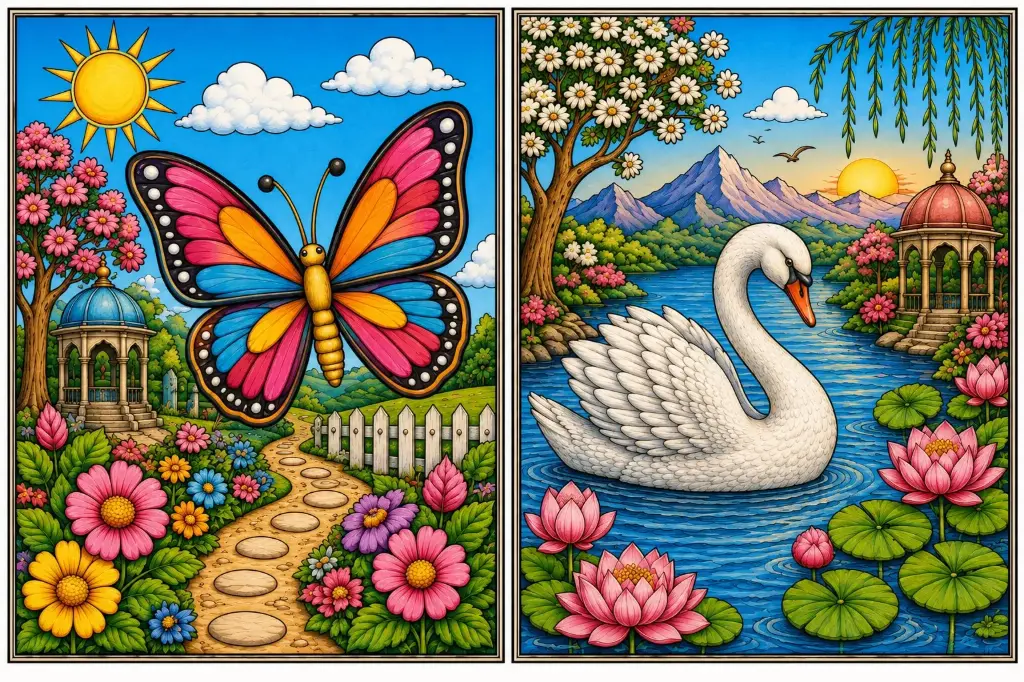 Butterfly and Swan Canvas Painting kit