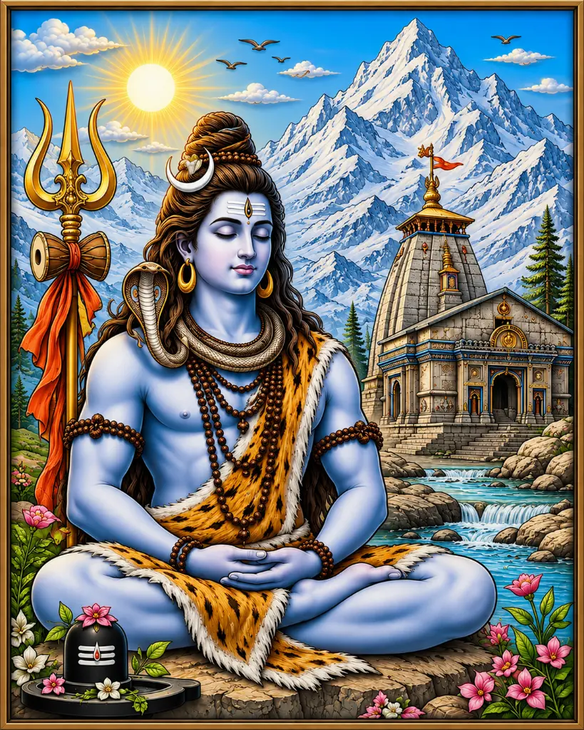 Lord Shiva Meditation Scenic Canvas Painting Kit