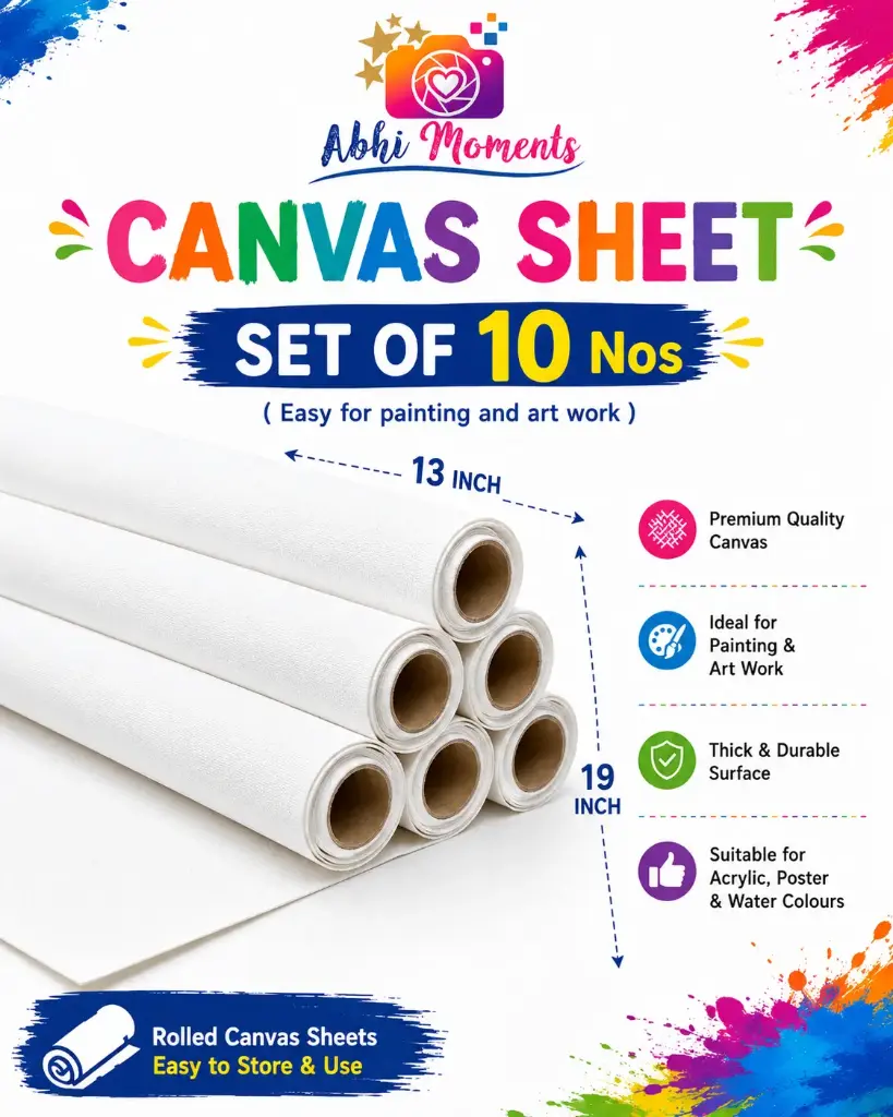 Thick Canvas Sheet for Art Work ( SET of 10 Nos) - 13" * 19" BIG SIZE 