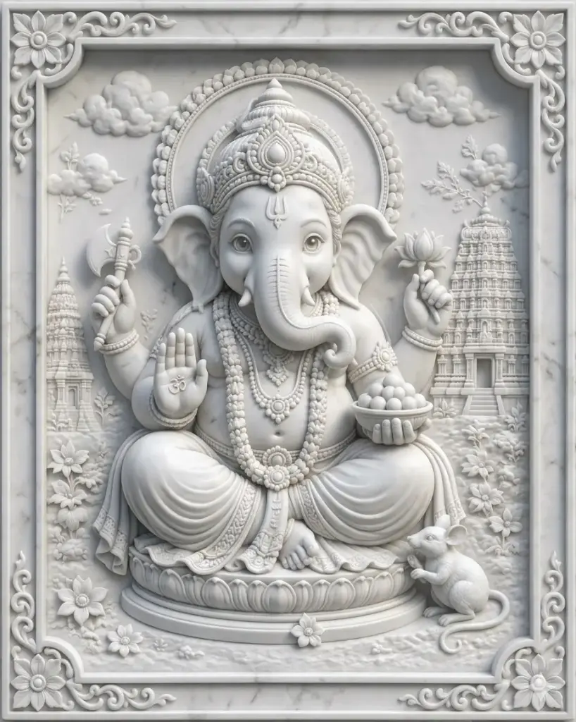 Lord Vinayaga Image 3d Printed Relief Model