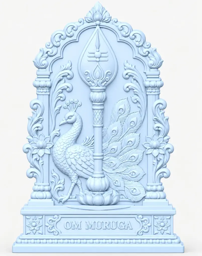Om Muruga VELUM MAYILUM - RELIEF MODEL - SKYBLUE