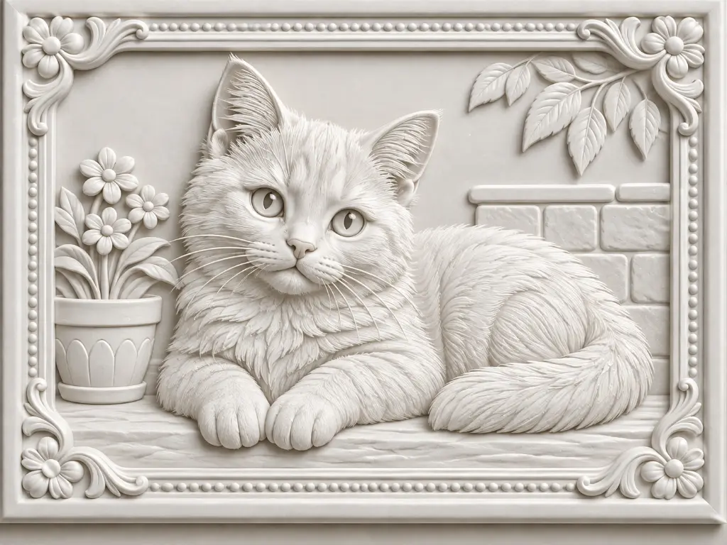 CAT Image 3d Printed Relief Model 