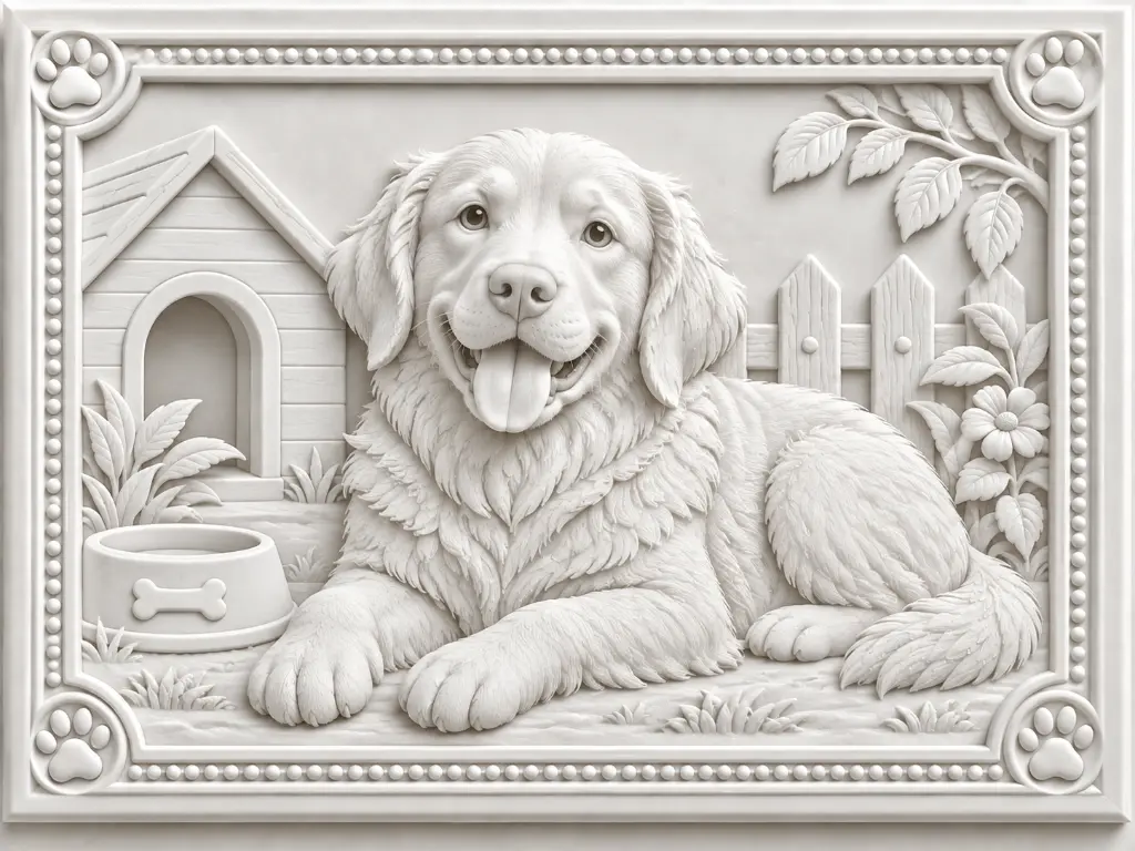 DOG Image 3d Printed Relief Model 