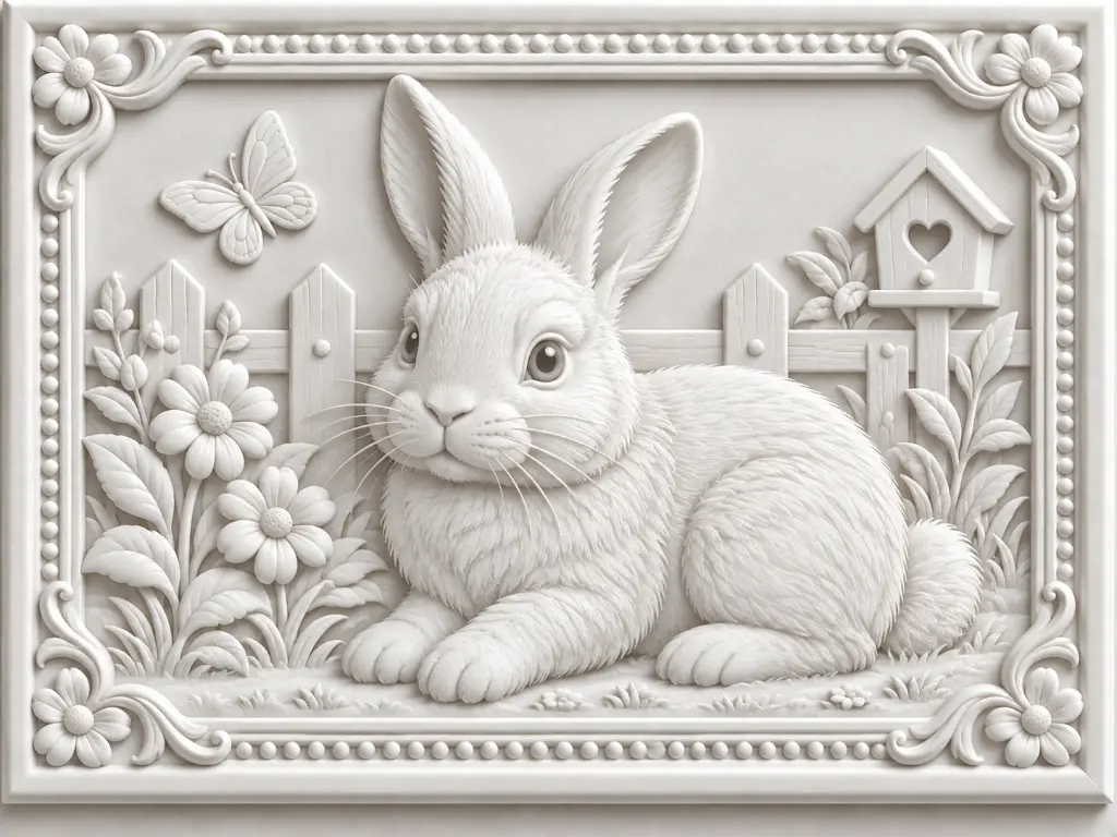 RABBIT Image 3d Printed Relief Model