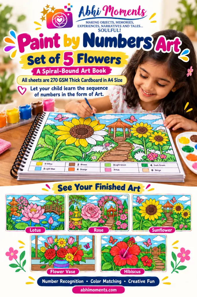 Paint by Numbers – Floral Collection | Set of 5 THICK CARDBOARDS 