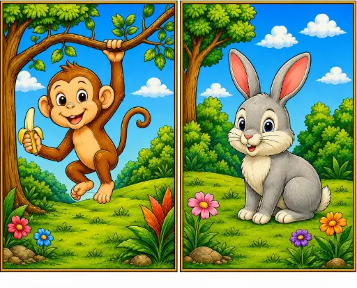 Monkey and Rabbit kids Canvas Painting kit