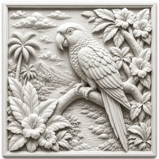 Parrot Image 3d Printed Relief Model 