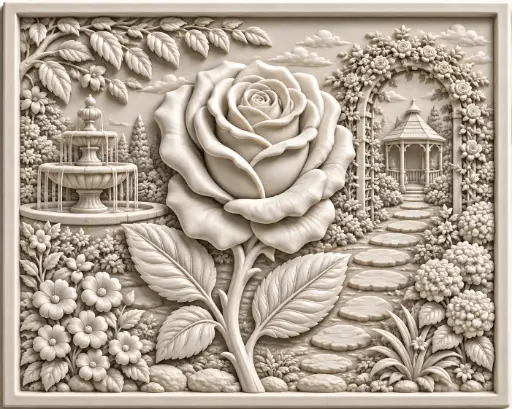 ROSE Image 3d Printed Relief Model 