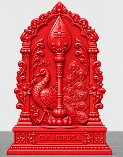 Om Muruga VELUM MAYILUM - RELIEF MODEL - RED