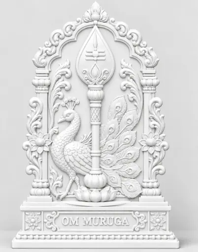 Om Muruga VELUM MAYILUM - RELIEF MODEL - WHITE