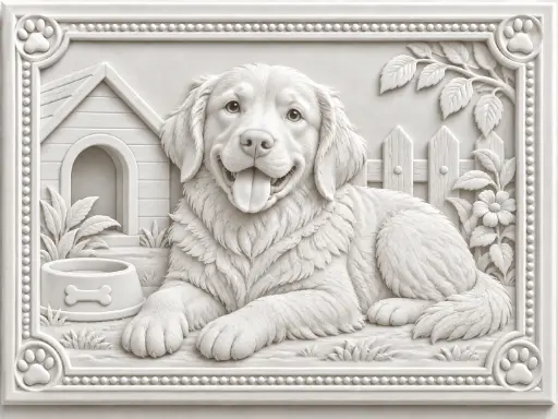 DOG Image 3d Printed Relief Model 
