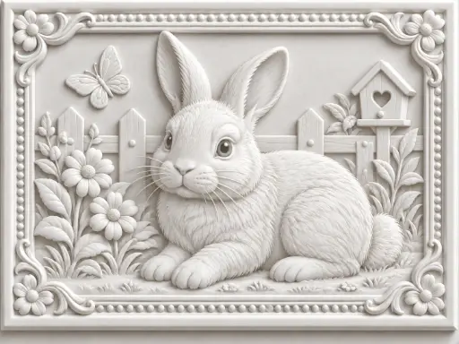 RABBIT Image 3d Printed Relief Model